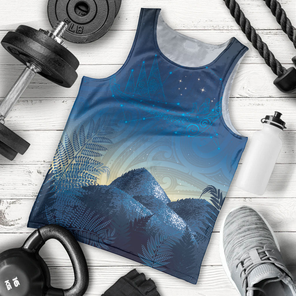New Zealand Matariki Men Tank Top Maori Waka With Silver Fern LT05 - Polynesian Pride