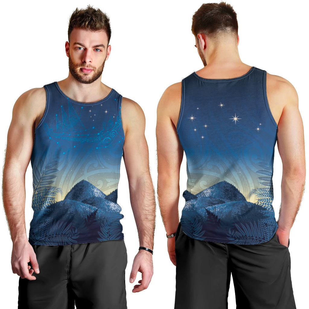 New Zealand Matariki Men Tank Top Maori Waka With Silver Fern LT05 - Polynesian Pride