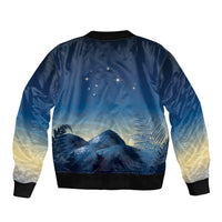 New Zealand Matariki Sleeve Zip Bomber Jacket Maori Waka With Silver Fern LT05 - Polynesian Pride