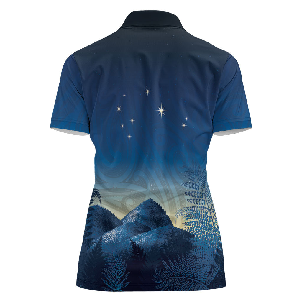 New Zealand Matariki Women Polo Shirt Maori Waka With Silver Fern LT05 - Polynesian Pride