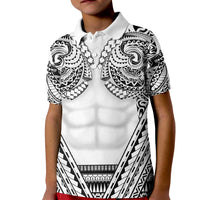 Polynesian Tattoo Inspired Cosplay Costume Kid Polo Shirt Tribal Warrior White LT05 Kid White - Polynesian Pride