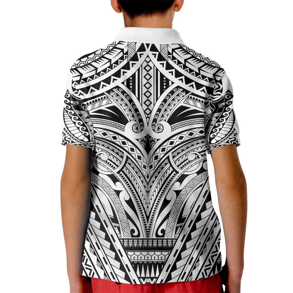Polynesian Tattoo Inspired Cosplay Costume Kid Polo Shirt Tribal Warrior White LT05 - Polynesian Pride