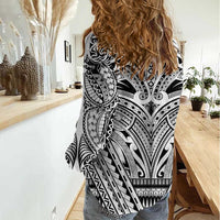 Polynesian Tattoo Inspired Cosplay Costume Women Casual Shirt Tribal Warrior White LT05 - Polynesian Pride