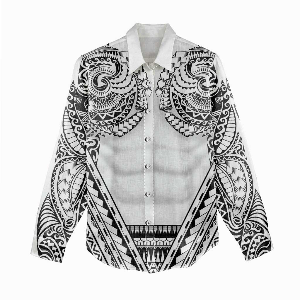 Polynesian Tattoo Inspired Cosplay Costume Women Casual Shirt Tribal Warrior White LT05 - Polynesian Pride