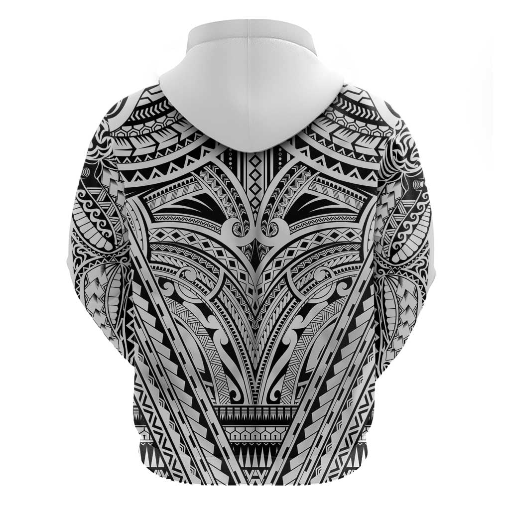 Polynesian Tattoo Inspired Cosplay Costume Zip Hoodie Tribal Warrior White - Polynesian Pride