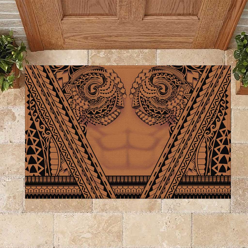 Polynesian Tattoo Inspired Cosplay Costume Rubber Doormat Tribal Warrior LT05 Brown - Polynesian Pride