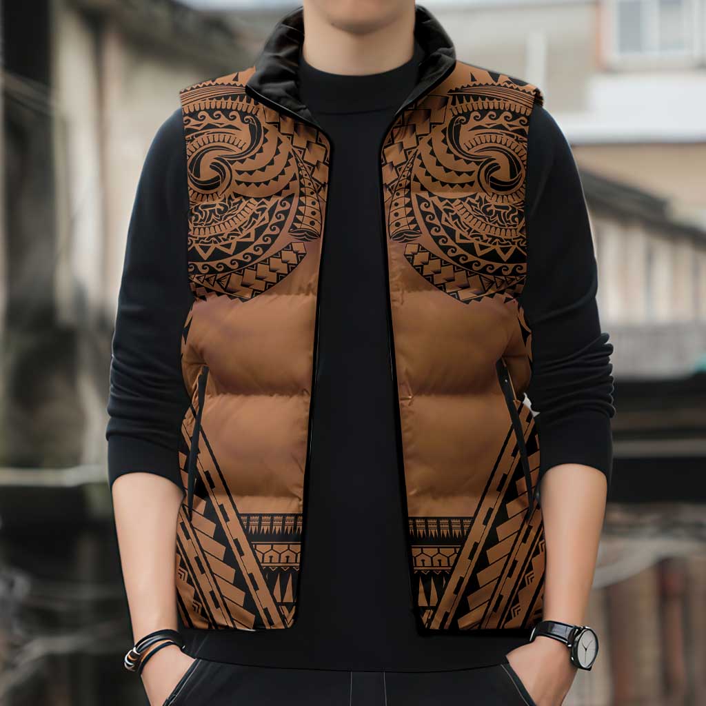 Polynesian Tattoo Inspired Cosplay Costume Sleeveless Puffer Jacket Tribal Warrior - Polynesian Pride