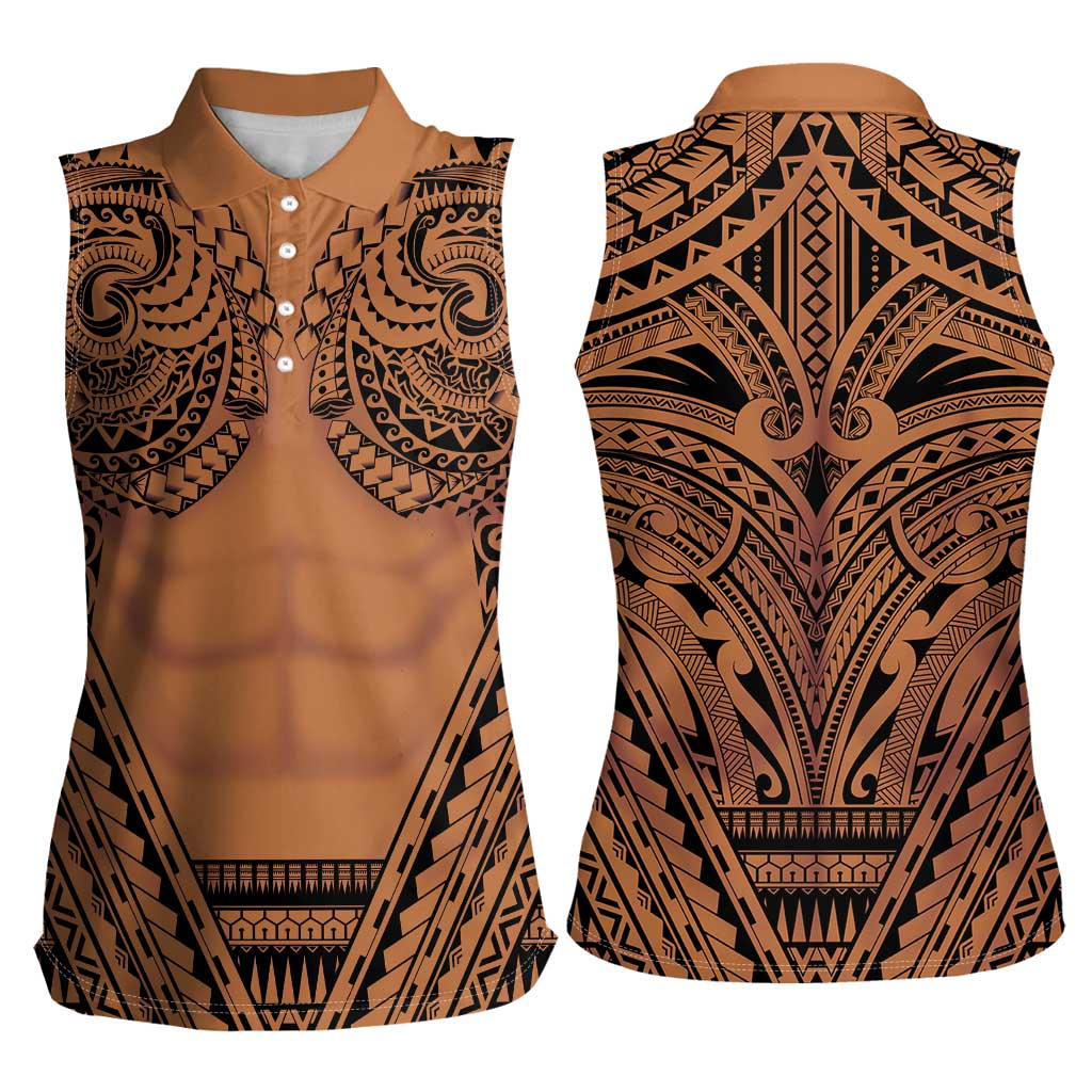 Polynesian Tattoo Inspired Cosplay Costume Women Sleeveless Polo Shirt Tribal Warrior LT05 - Polynesian Pride