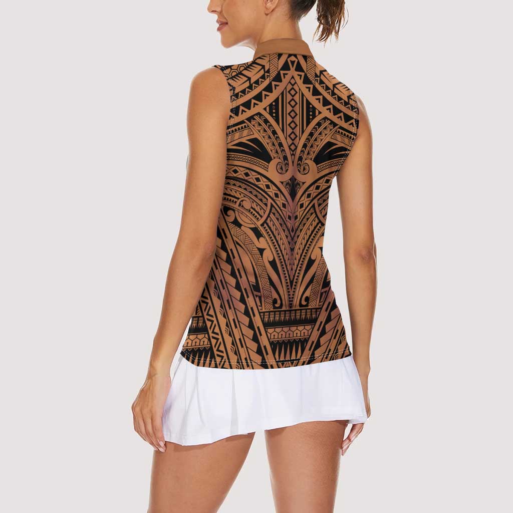 Polynesian Tattoo Inspired Cosplay Costume Women Sleeveless Polo Shirt Tribal Warrior LT05 - Polynesian Pride