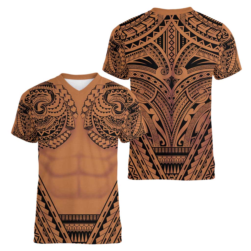 Polynesian Tattoo Inspired Cosplay Costume Women V-Neck T-Shirt Tribal Warrior LT05 - Polynesian Pride