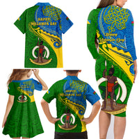 Malampa Day Family Matching Long Sleeve Bodycon Dress and Hawaiian Shirt Sand Drawing Vanuatuan Pattern LT05 - Polynesian Pride