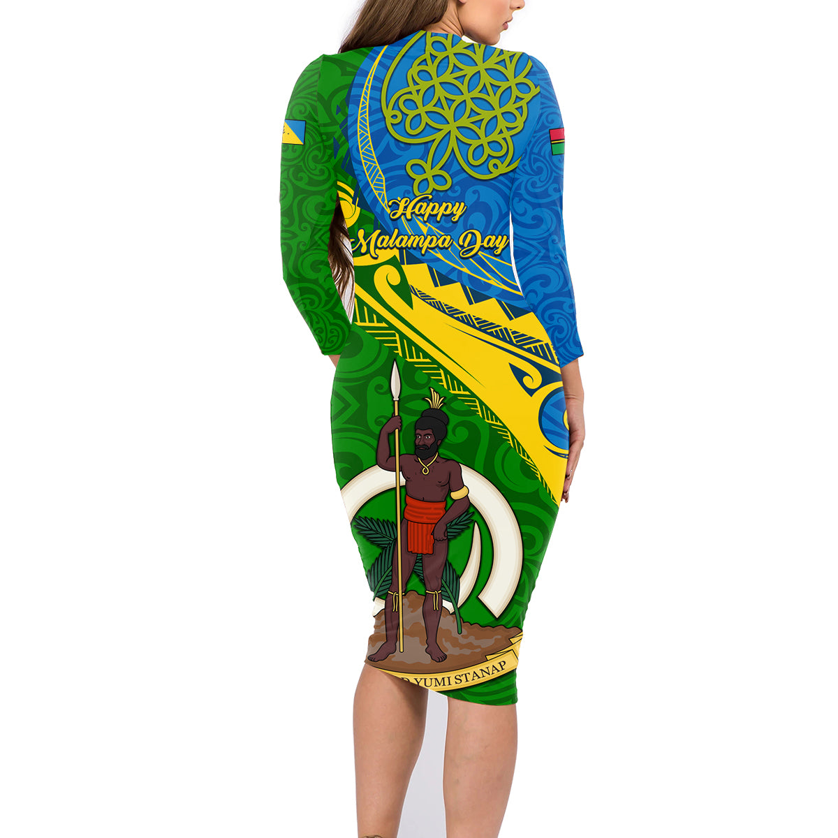 Malampa Day Family Matching Long Sleeve Bodycon Dress and Hawaiian Shirt Sand Drawing Vanuatuan Pattern LT05 - Polynesian Pride