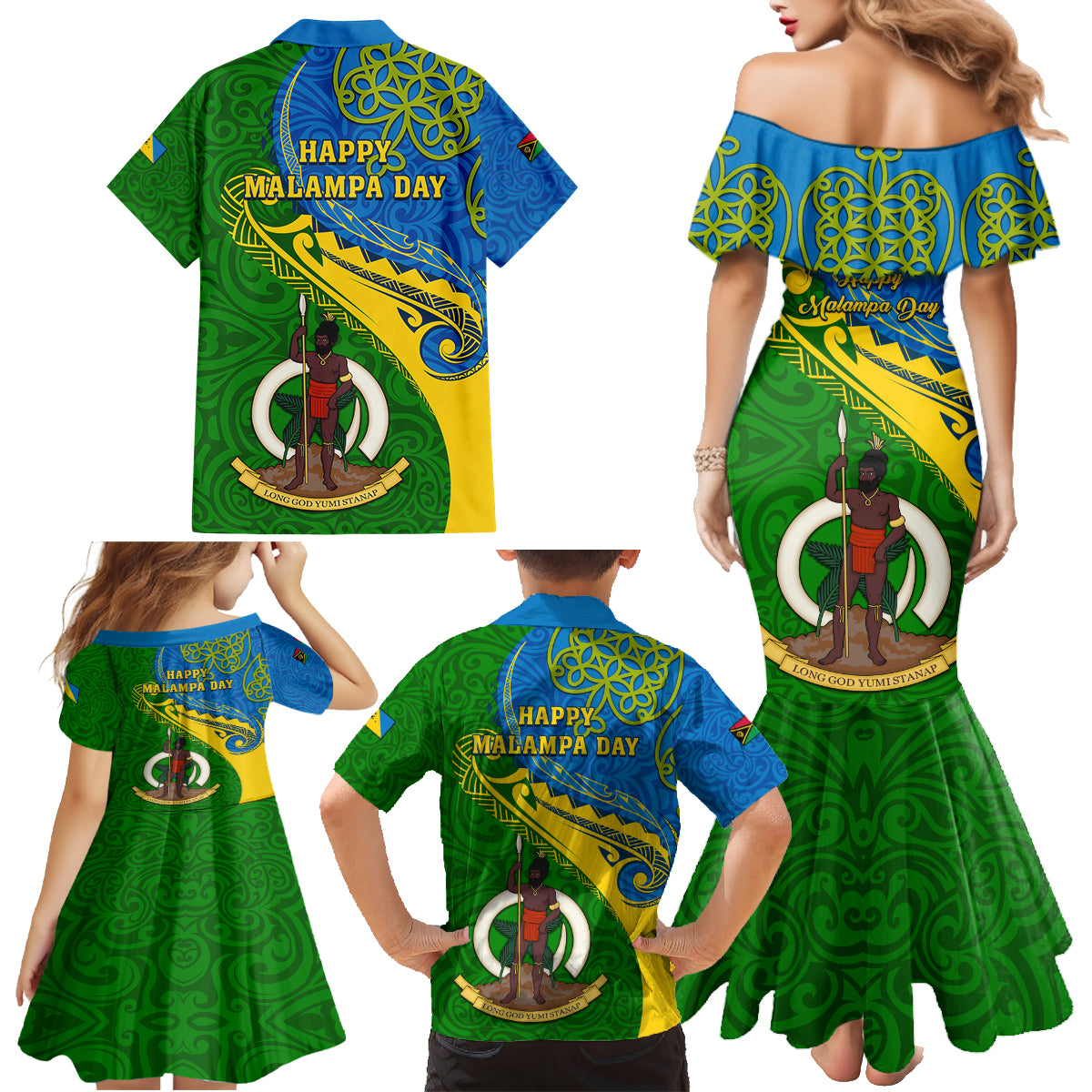 Malampa Day Family Matching Mermaid Dress and Hawaiian Shirt Sand Drawing Vanuatuan Pattern LT05 - Polynesian Pride