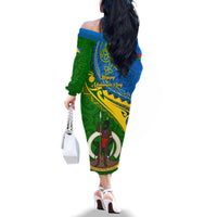 Malampa Day Family Matching Off Shoulder Long Sleeve Dress and Hawaiian Shirt Sand Drawing Vanuatuan Pattern LT05 - Polynesian Pride