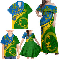 Malampa Day Family Matching Off Shoulder Maxi Dress and Hawaiian Shirt Sand Drawing Vanuatuan Pattern LT05 - Polynesian Pride