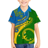 Malampa Day Family Matching Off Shoulder Short Dress and Hawaiian Shirt Sand Drawing Vanuatuan Pattern LT05 Son's Shirt Green - Polynesian Pride
