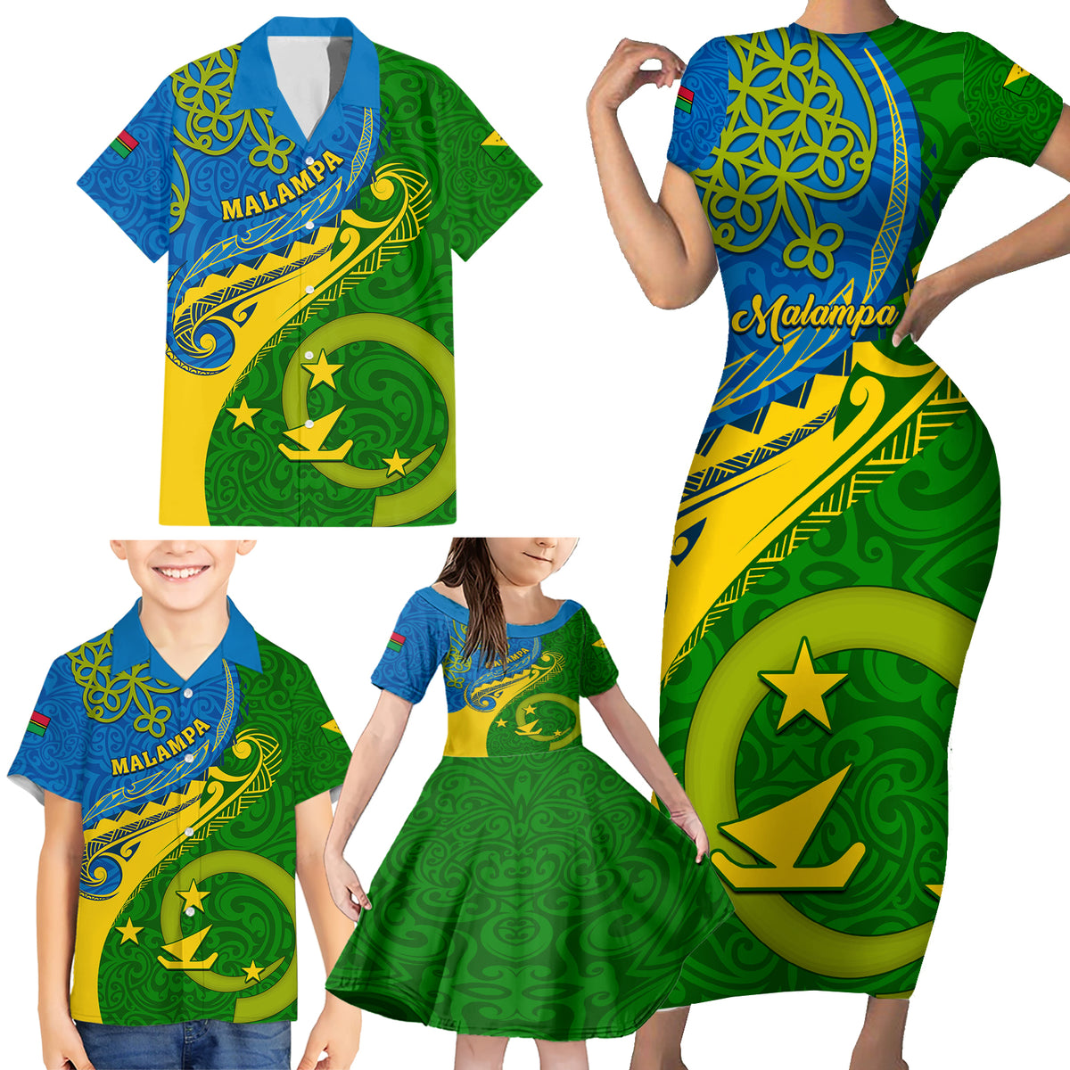 Malampa Day Family Matching Short Sleeve Bodycon Dress and Hawaiian Shirt Sand Drawing Vanuatuan Pattern LT05 - Polynesian Pride