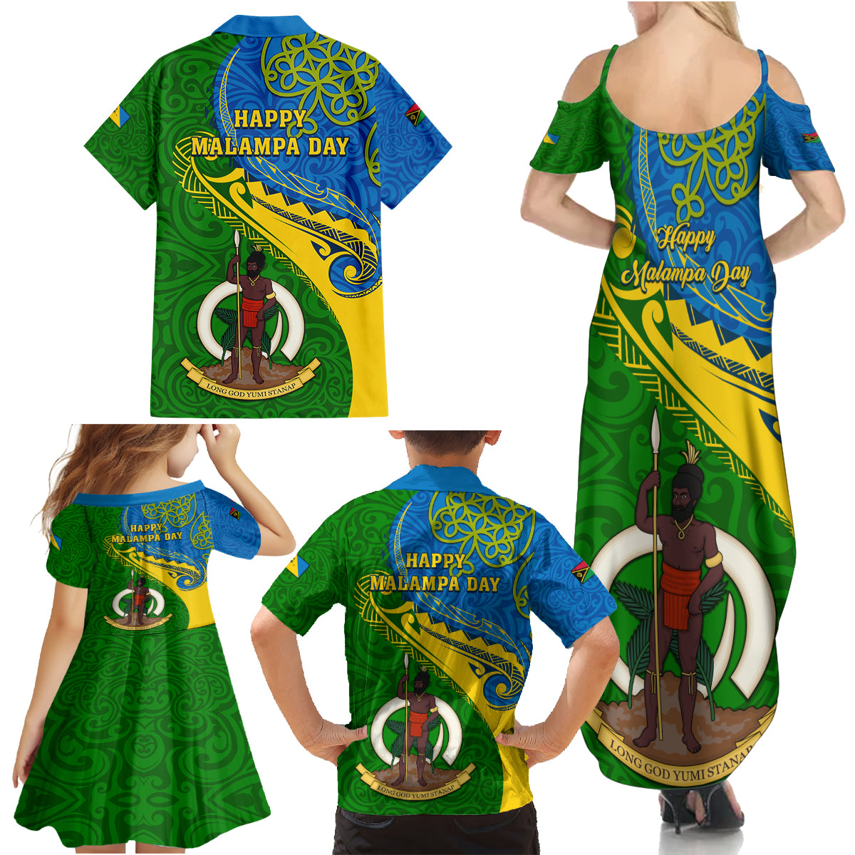 Malampa Day Family Matching Summer Maxi Dress and Hawaiian Shirt Sand Drawing Vanuatuan Pattern LT05 - Polynesian Pride