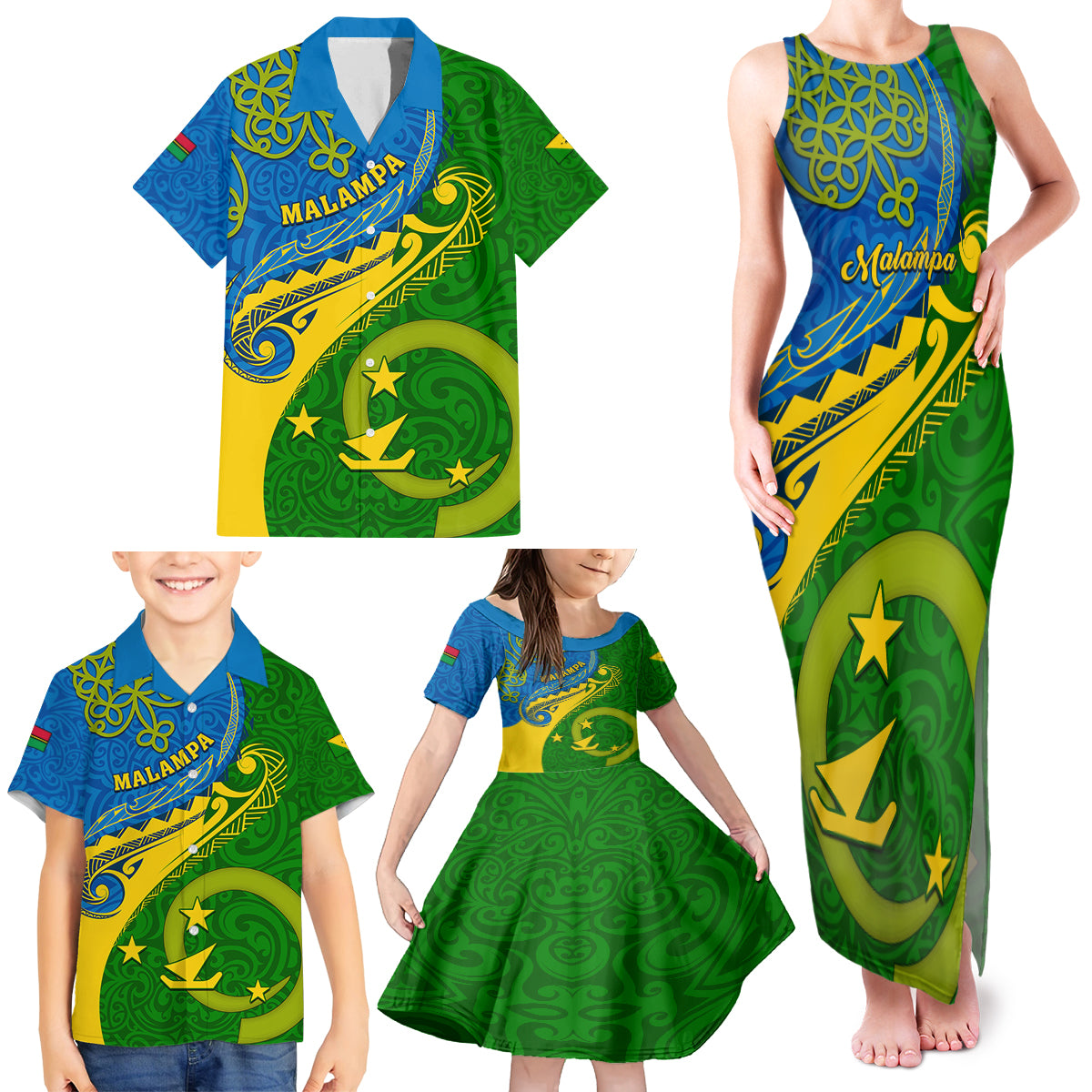 Malampa Day Family Matching Tank Maxi Dress and Hawaiian Shirt Sand Drawing Vanuatuan Pattern LT05 - Polynesian Pride