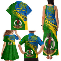 Malampa Day Family Matching Tank Maxi Dress and Hawaiian Shirt Sand Drawing Vanuatuan Pattern LT05 - Polynesian Pride