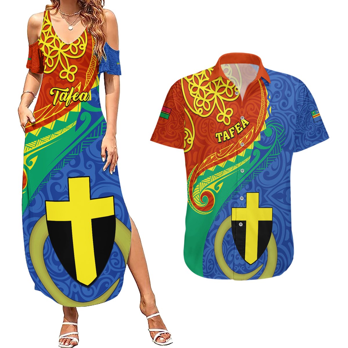 tafea-day-couples-matching-summer-maxi-dress-and-hawaiian-shirt-sand-drawing-vanuatuan-pattern