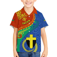 Tafea Day Family Matching Long Sleeve Bodycon Dress and Hawaiian Shirt Sand Drawing Vanuatuan Pattern LT05 Son's Shirt Blue - Polynesian Pride