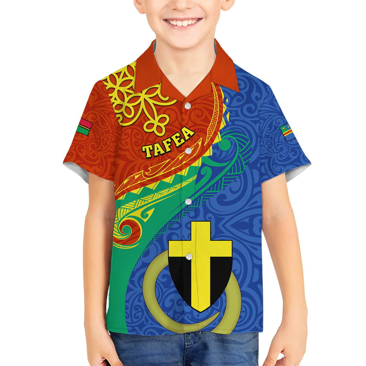 Tafea Day Family Matching Short Sleeve Bodycon Dress and Hawaiian Shirt Sand Drawing Vanuatuan Pattern LT05 Son's Shirt Blue - Polynesian Pride