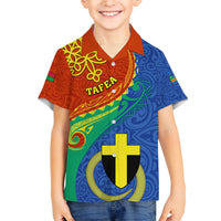 Tafea Day Family Matching Short Sleeve Bodycon Dress and Hawaiian Shirt Sand Drawing Vanuatuan Pattern LT05 Son's Shirt Blue - Polynesian Pride
