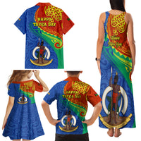Tafea Day Family Matching Tank Maxi Dress and Hawaiian Shirt Sand Drawing Vanuatuan Pattern LT05 - Polynesian Pride
