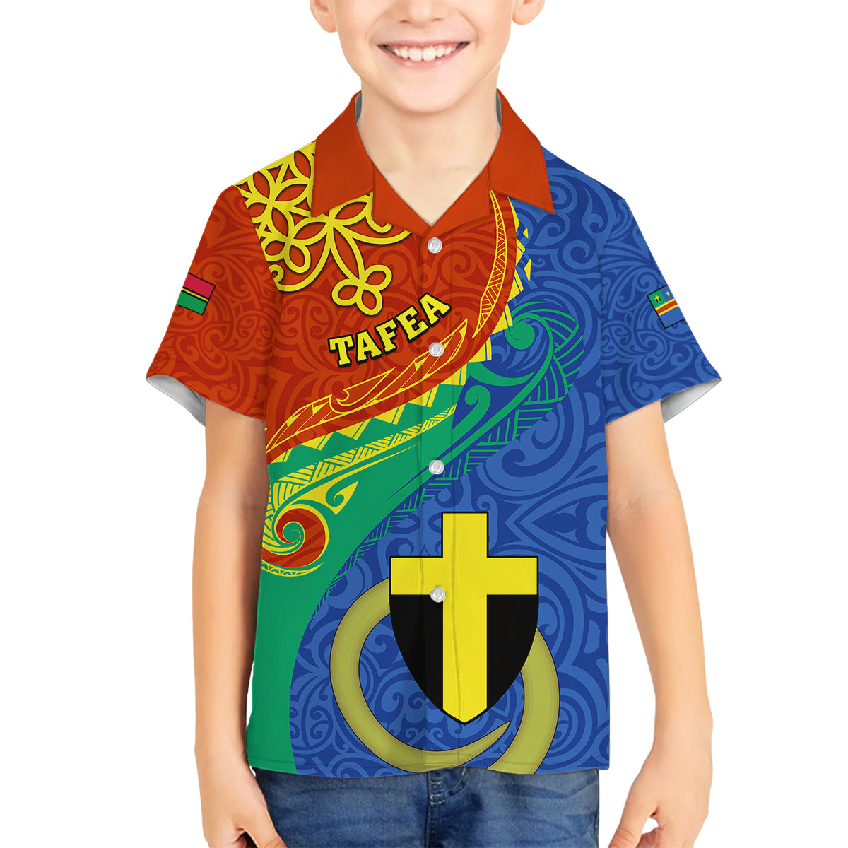 Tafea Day Family Matching Tank Maxi Dress and Hawaiian Shirt Sand Drawing Vanuatuan Pattern LT05 Son's Shirt Blue - Polynesian Pride