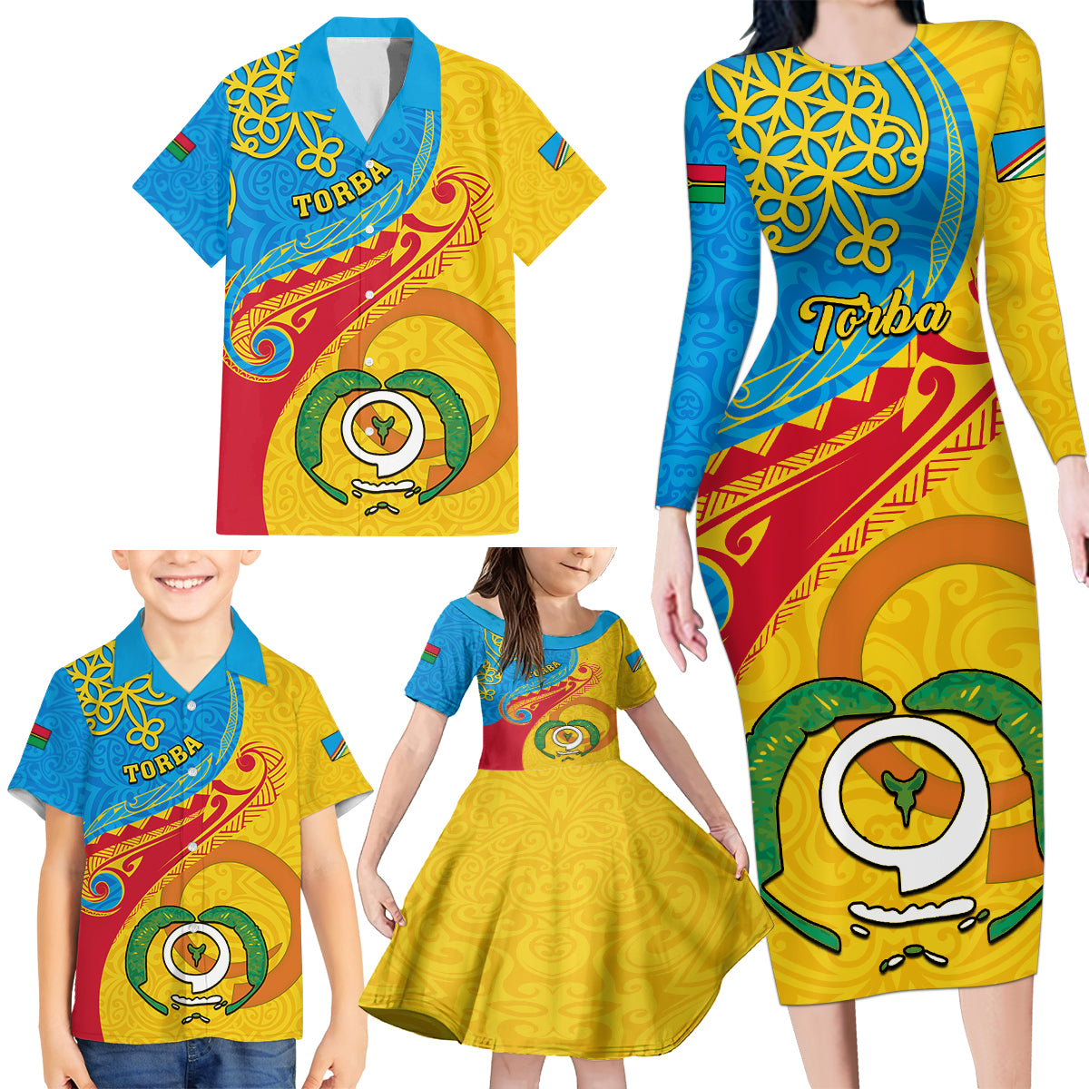 Torba Day Family Matching Long Sleeve Bodycon Dress and Hawaiian Shirt Sand Drawing Vanuatuan Pattern LT05 - Polynesian Pride