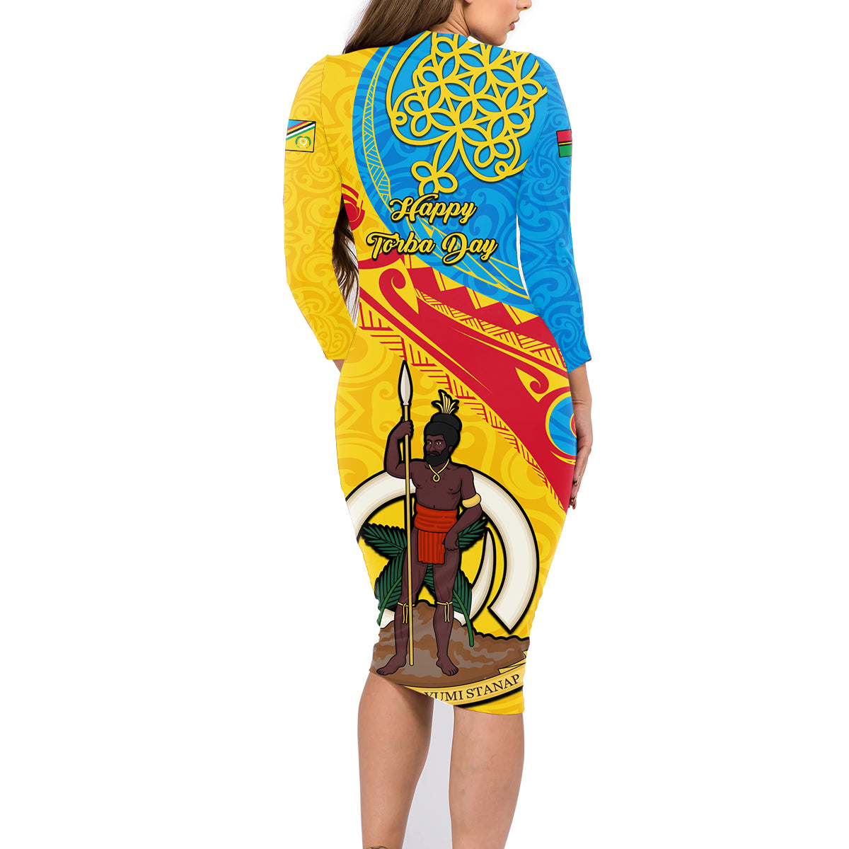Torba Day Family Matching Long Sleeve Bodycon Dress and Hawaiian Shirt Sand Drawing Vanuatuan Pattern LT05 - Polynesian Pride