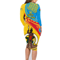 Torba Day Family Matching Long Sleeve Bodycon Dress and Hawaiian Shirt Sand Drawing Vanuatuan Pattern LT05 - Polynesian Pride