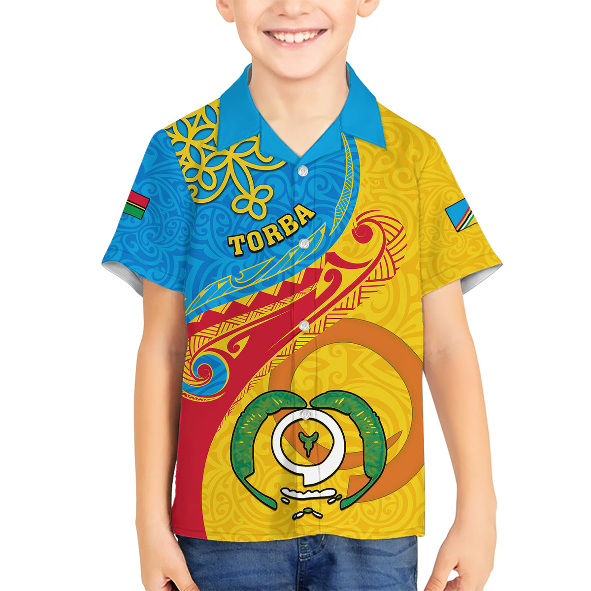 Torba Day Family Matching Short Sleeve Bodycon Dress and Hawaiian Shirt Sand Drawing Vanuatuan Pattern LT05 Son's Shirt Yellow - Polynesian Pride
