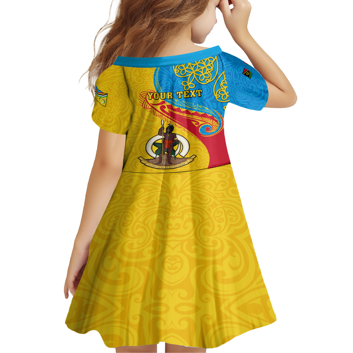 personalized-torba-day-kid-short-sleeve-dress-sand-drawing-vanuatuan-pattern