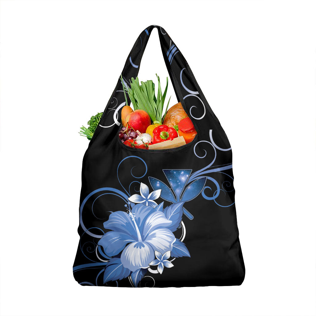 Hawaii Makahiki Kanaka Maoli Grocery Bag Blue Hibiscus Floral Vibes LT05 1-pack One Size Blue - Polynesian Pride