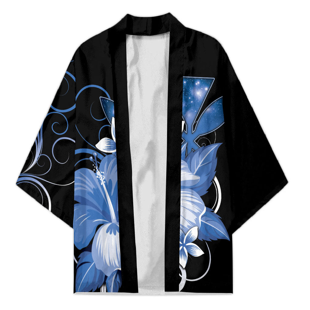 Hawaii Makahiki Kanaka Maoli Kimono Blue Hibiscus Floral Vibes LT05 Unisex Blue - Polynesian Pride