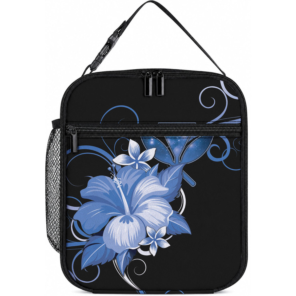 Hawaii Makahiki Kanaka Maoli Lunch Bag Blue Hibiscus Floral Vibes LT05 10.2 × 8.3 × 4.3 inch Blue - Polynesian Pride