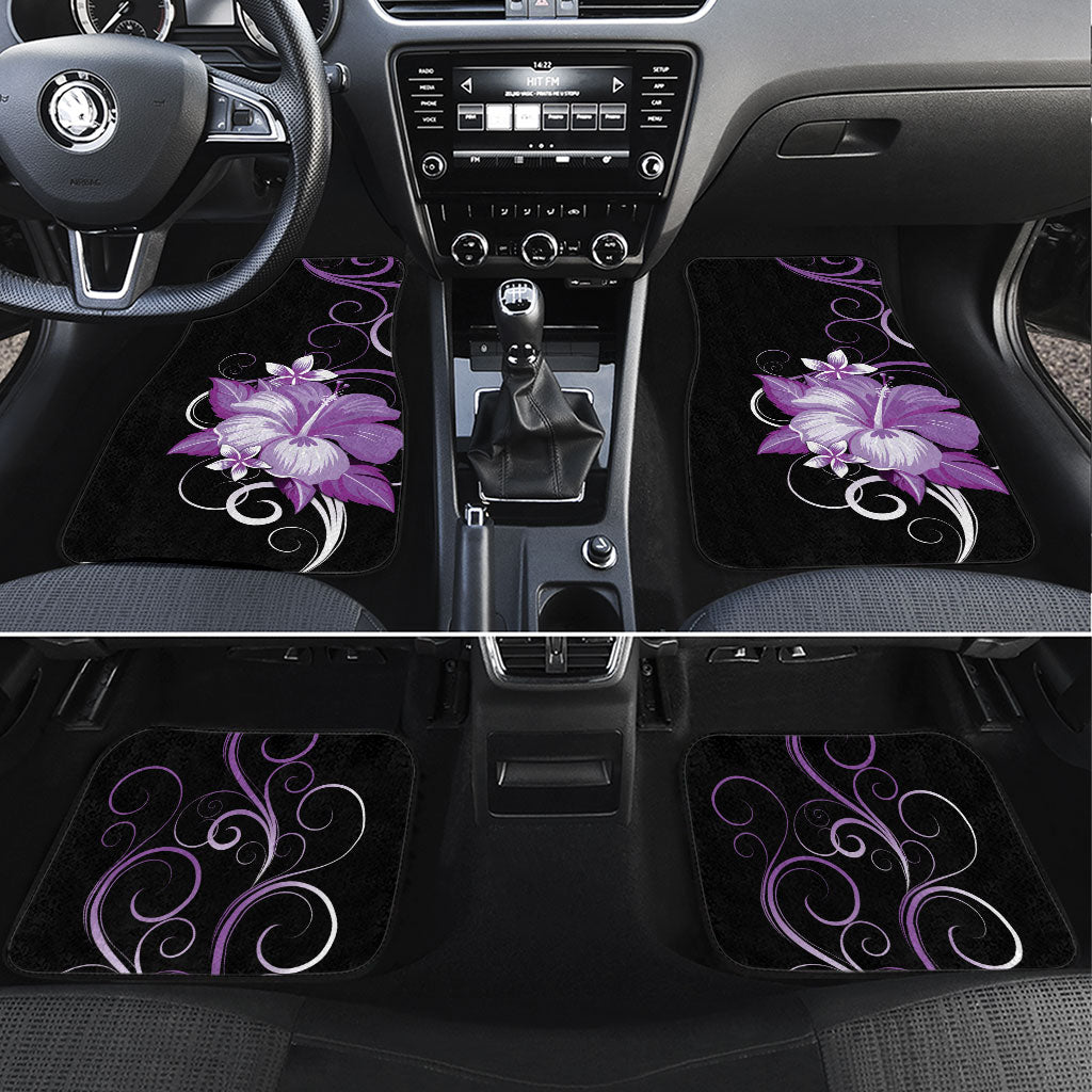 Hawaii Makahiki Kanaka Maoli Car Mats Purple Hibiscus Floral Vibes LT05 Set 4pcs Purple - Polynesian Pride