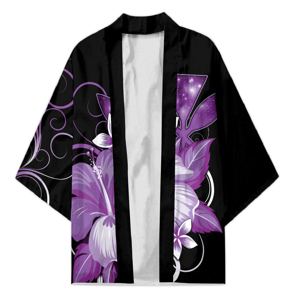 Hawaii Makahiki Kanaka Maoli Kimono Purple Hibiscus Floral Vibes LT05 Unisex Purple - Polynesian Pride