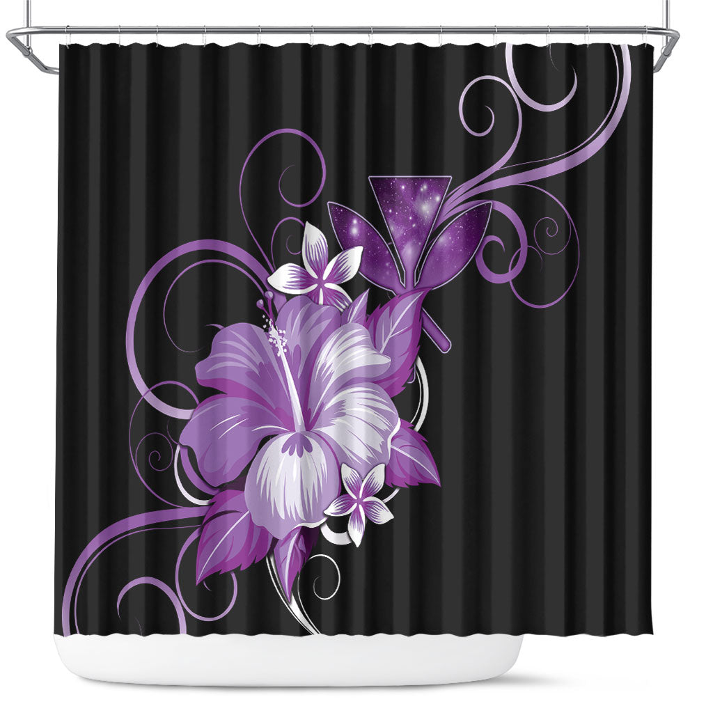 Hawaii Makahiki Kanaka Maoli Shower Curtain Purple Hibiscus Floral Vibes LT05 Purple - Polynesian Pride