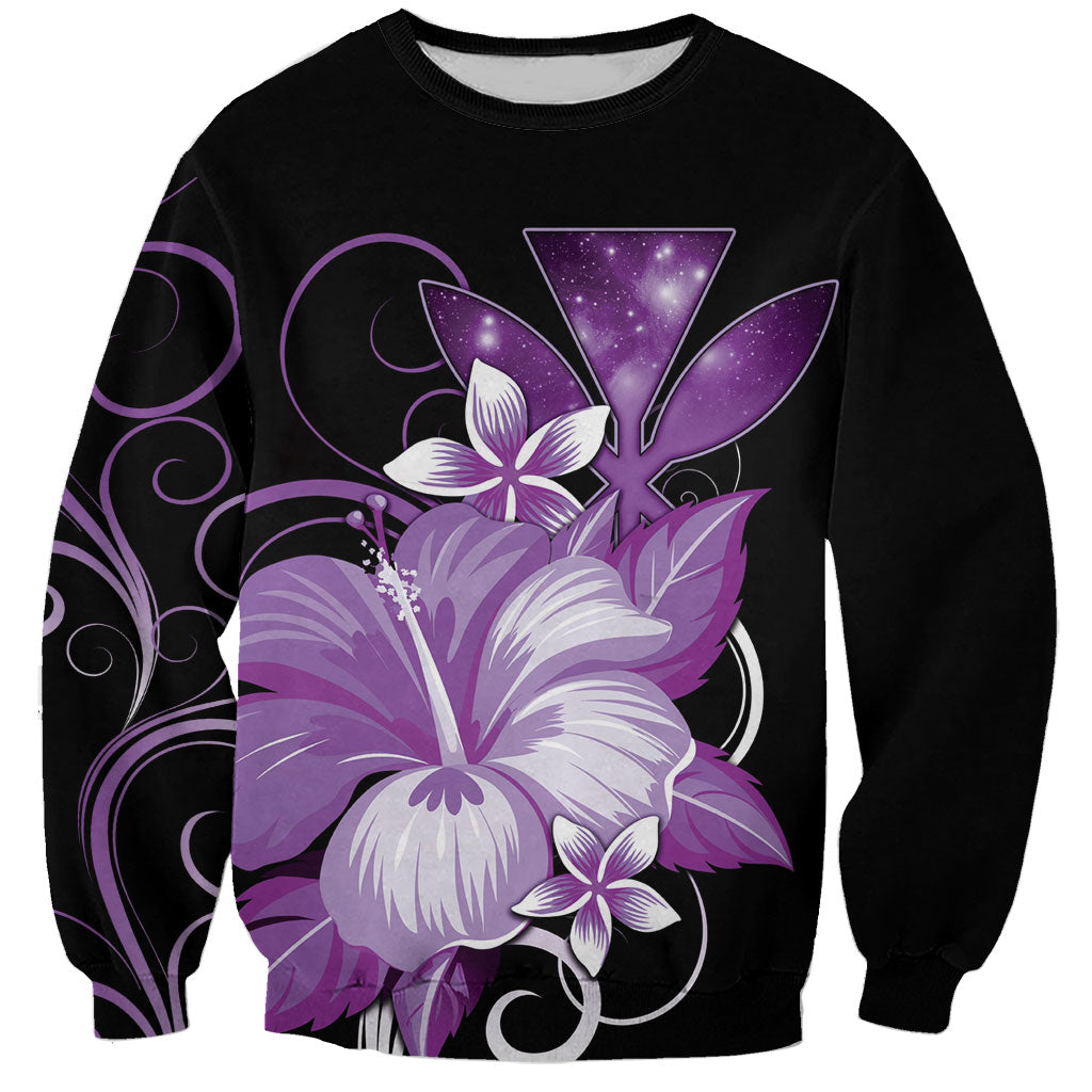 Hawaii Makahiki Kanaka Maoli Sweatshirt Purple Hibiscus Floral Vibes LT05 Unisex Purple - Polynesian Pride