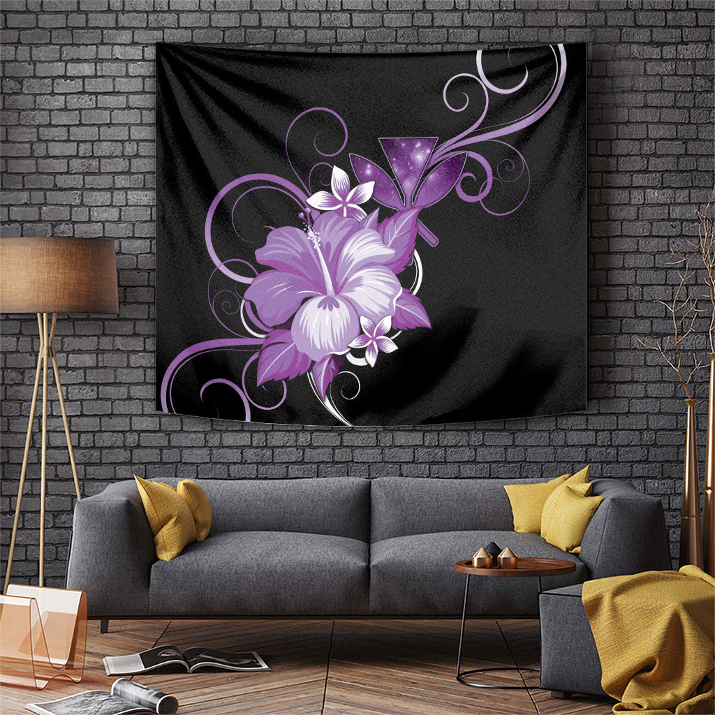 Hawaii Makahiki Kanaka Maoli Tapestry Purple Hibiscus Floral Vibes LT05 Purple - Polynesian Pride