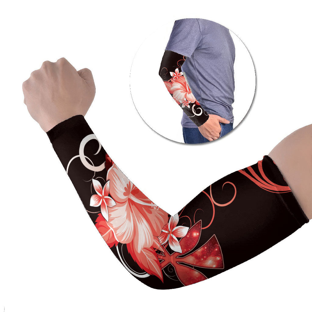 Hawaii Makahiki Kanaka Maoli Arm Sleeves Red Hibiscus Floral Vibes LT05 Set of 2 Red - Polynesian Pride