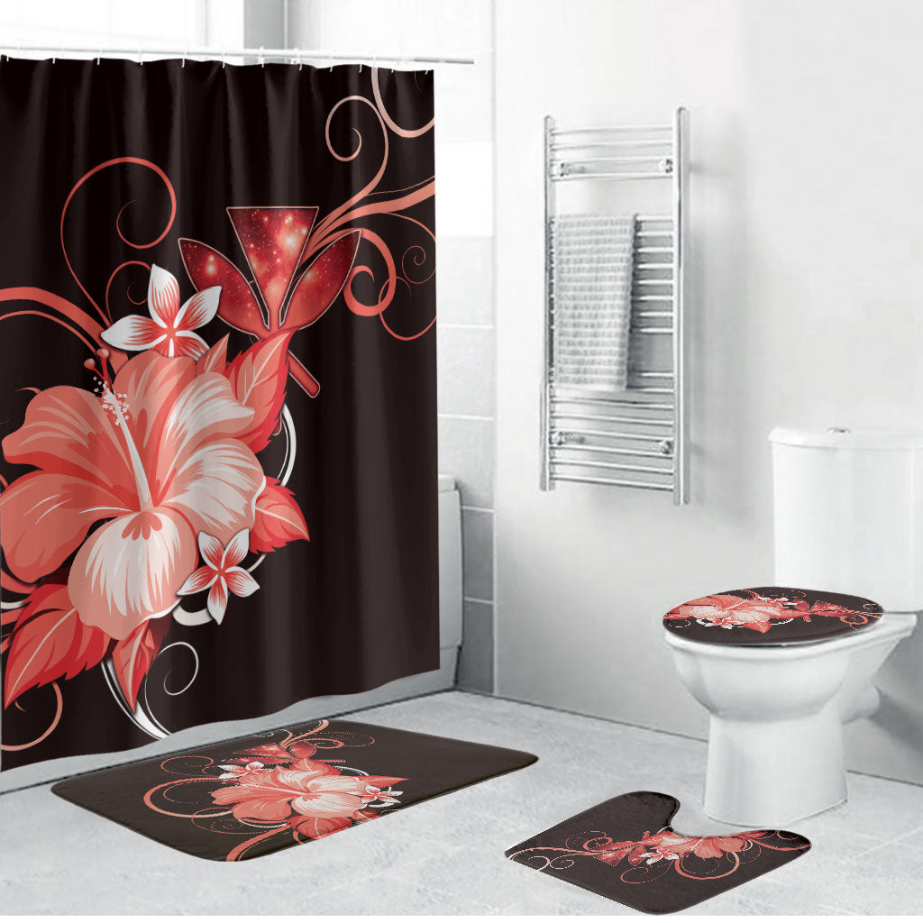Hawaii Makahiki Kanaka Maoli Bathroom Set Red Hibiscus Floral Vibes LT05 Bathroom Set (4 pcs) Red - Polynesian Pride