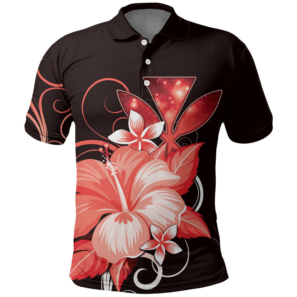 Hawaii Makahiki Kanaka Maoli Polo Shirt Red Hibiscus Floral Vibes LT05 Red - Polynesian Pride