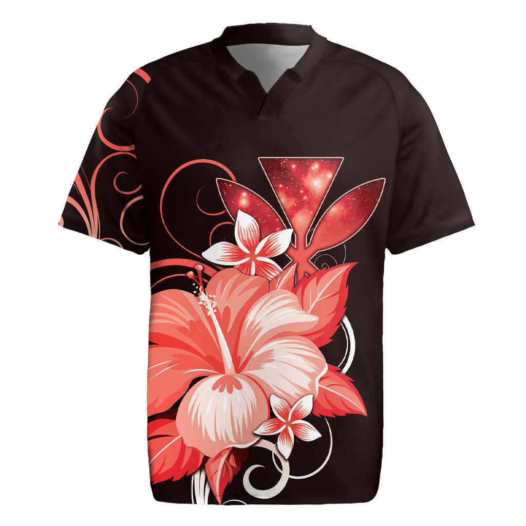 Hawaii Makahiki Kanaka Maoli Rugby Jersey Red Hibiscus Floral Vibes LT05 Red - Polynesian Pride