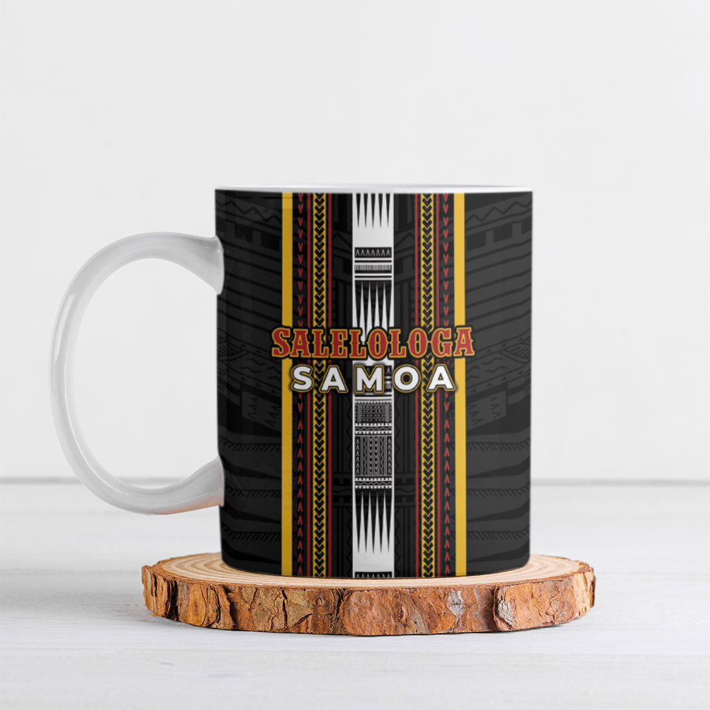 Personalised Salelologa Samoa Ceramic Mug Samoan Tribal Pattern LT05 Black - Polynesian Pride