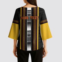 Personalised Salelologa Samoa Kimono Sleeve Blouse Samoan Tribal Pattern LT05 - Polynesian Pride
