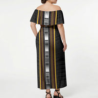 Personalised Salelologa Samoa Off Shoulder Maxi Dress Samoan Tribal Pattern LT05 - Polynesian Pride